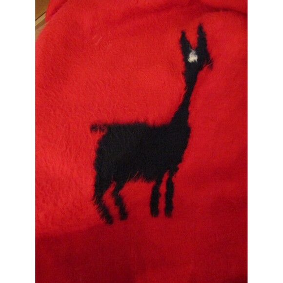 Vintage Womens Red Graphic Wool Llama Alpaca Print Wrap Cape Collared One Size - Picture 8 of 8